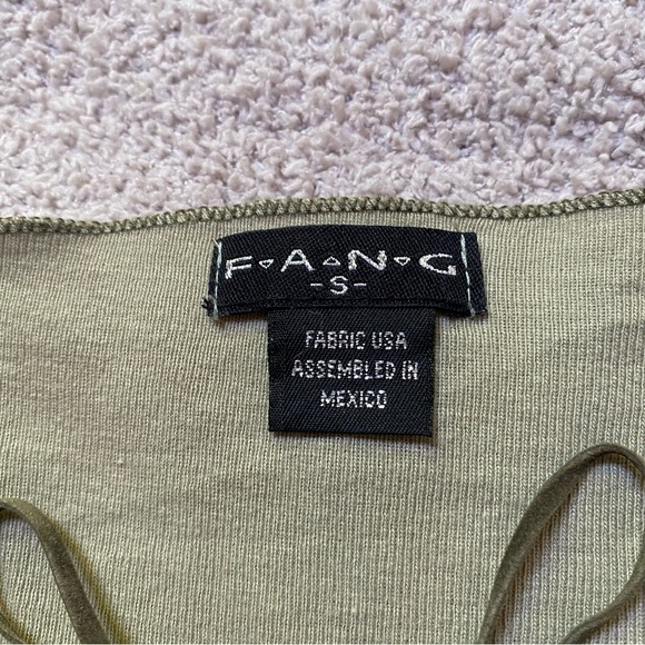 F.A.N.G. Vintage Small Green Glitter Y2K quilted long sleeve shirt - Picture 12 of 12